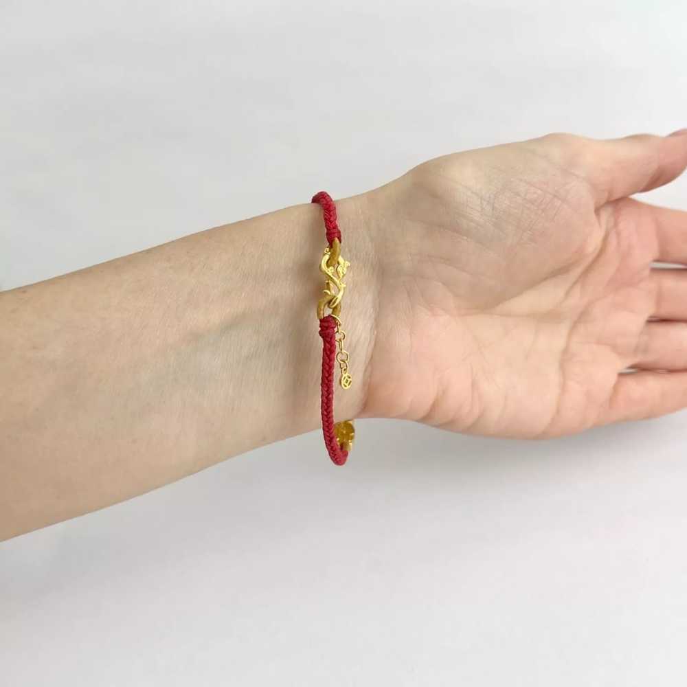 Chinese 24K Gold Red String Cord Bracelet 24K Yel… - image 6