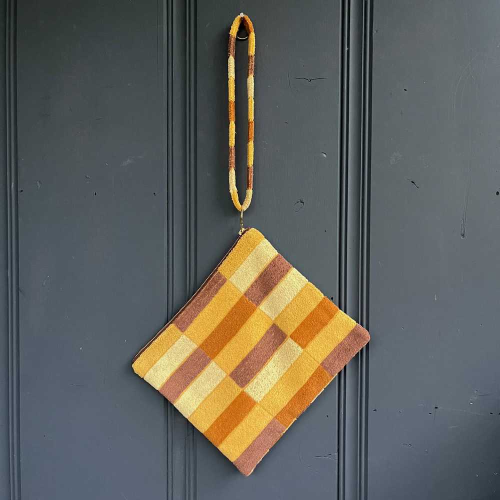 70's Sears Geometric Towel Shoulder Strap Clutch … - image 2