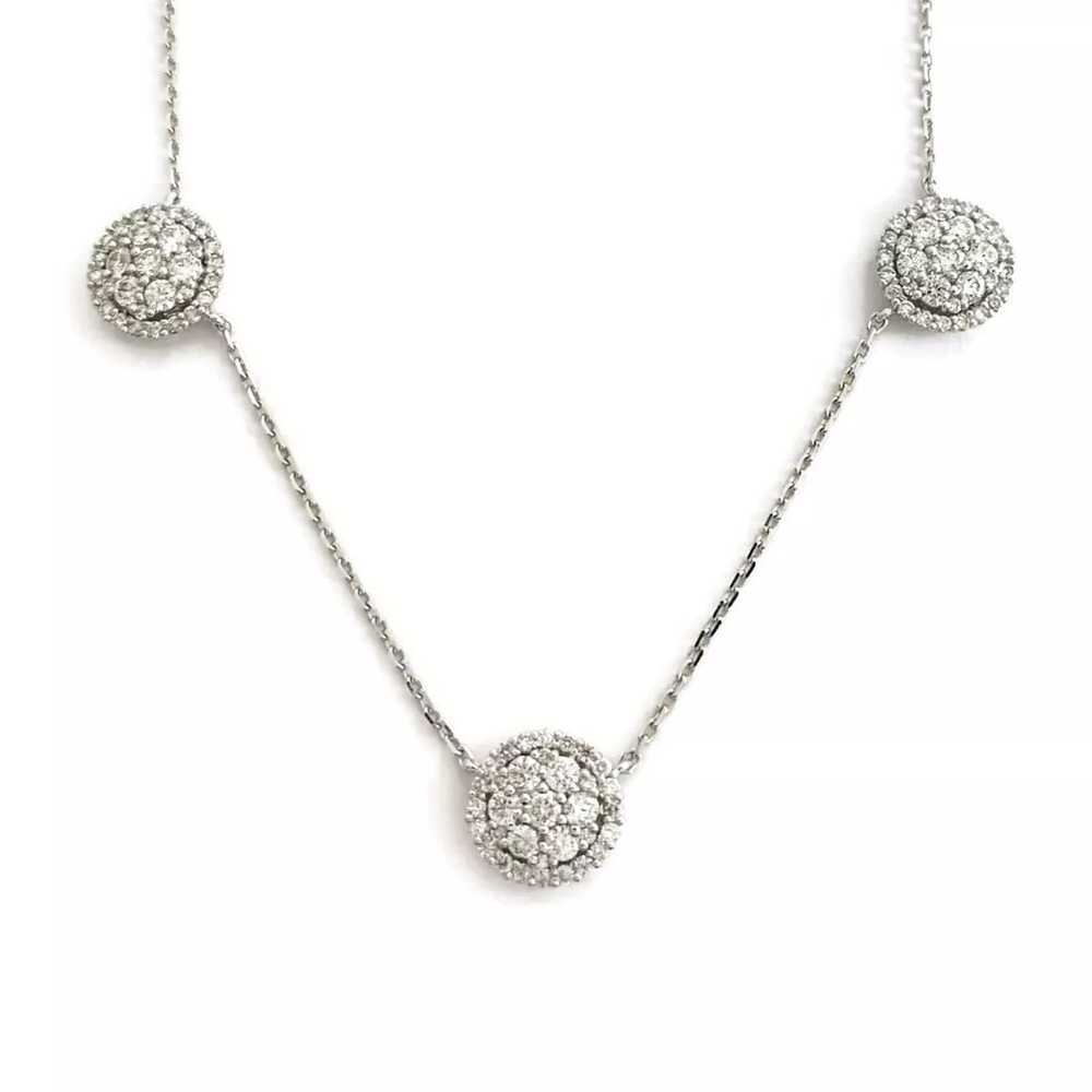 Round Diamond Cluster Pendant Station Necklace 14… - image 1