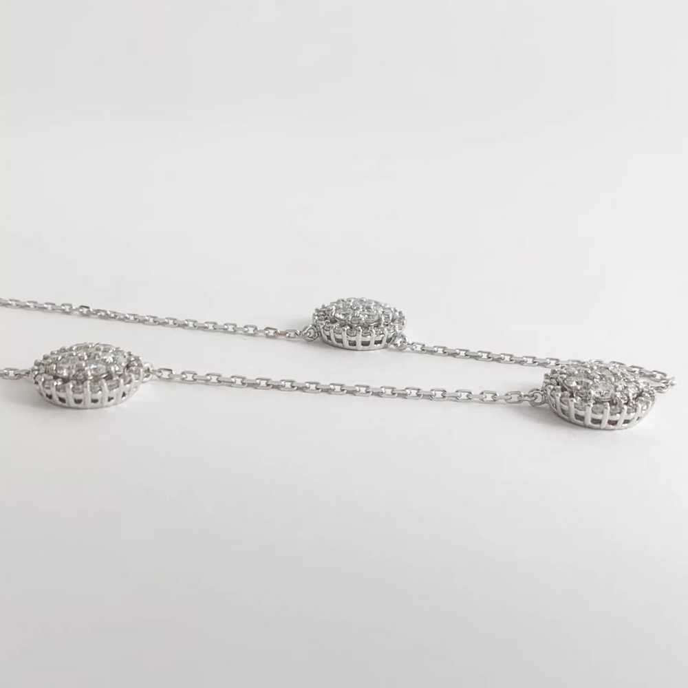 Round Diamond Cluster Pendant Station Necklace 14… - image 6