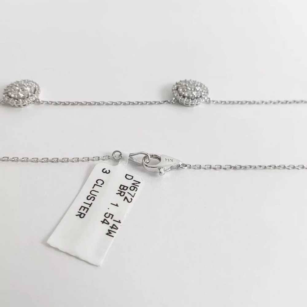 Round Diamond Cluster Pendant Station Necklace 14… - image 7