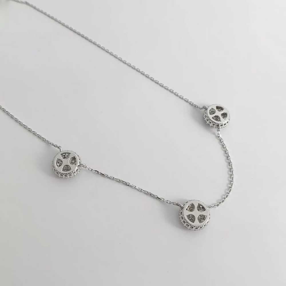 Round Diamond Cluster Pendant Station Necklace 14… - image 9