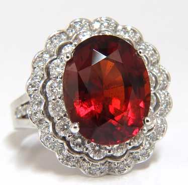 10.90ct Natural Hessonite Garnet Diamonds Ring 14… - image 1