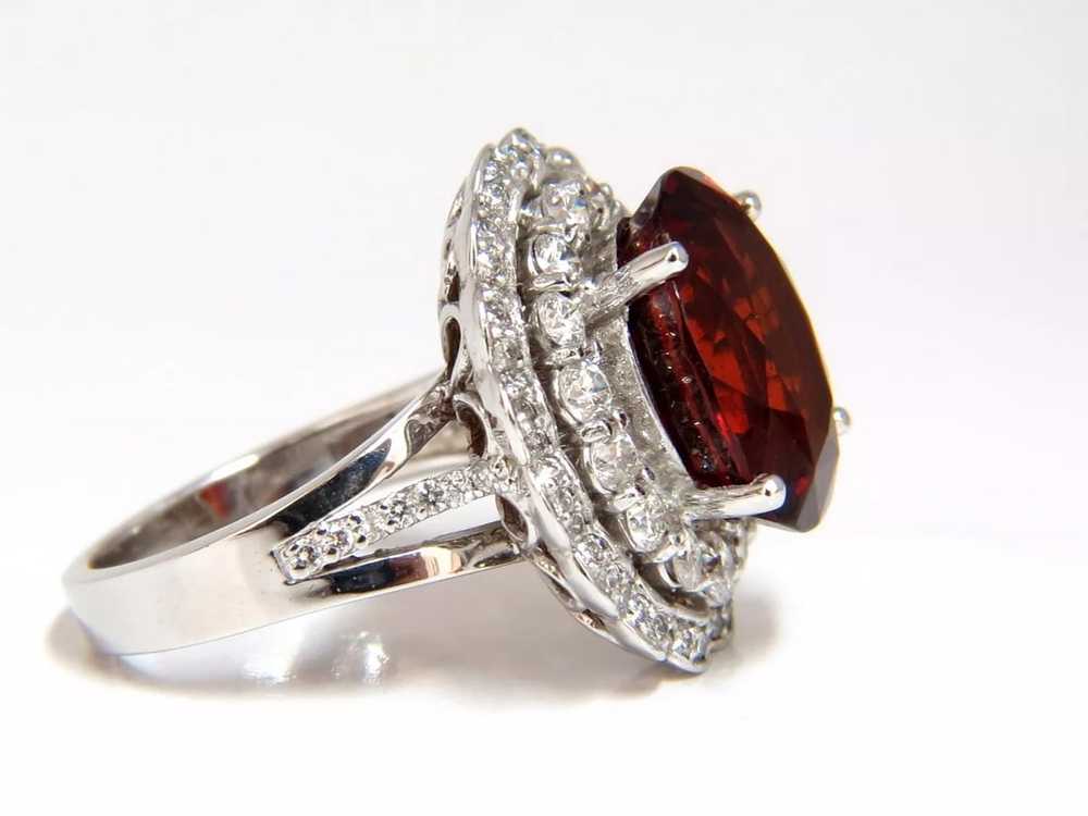 10.90ct Natural Hessonite Garnet Diamonds Ring 14… - image 2