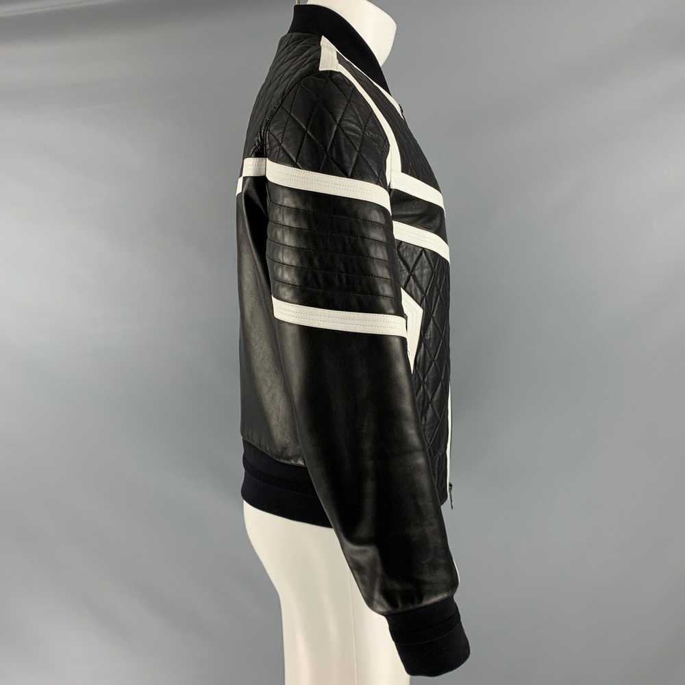 Neil Barrett Black White Quilted Leather Zip Up J… - image 2