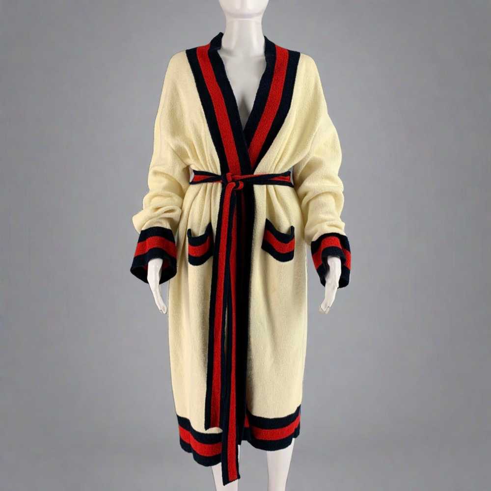 Gucci Cream Red Blue Beaded Terry Belted Robe - image 1