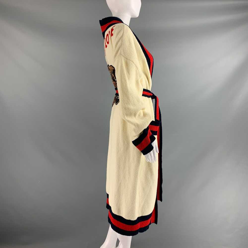 Gucci Cream Red Blue Beaded Terry Belted Robe - image 2