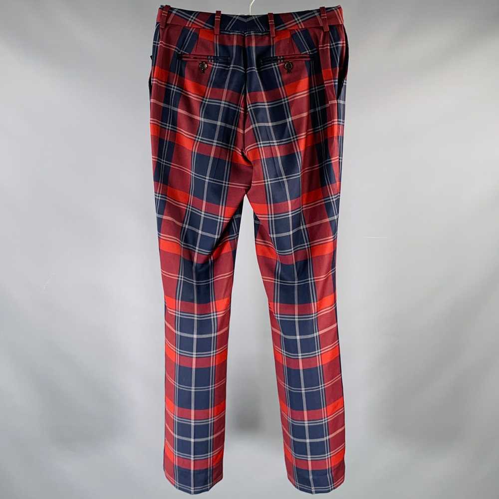 Designer BLACK FLEECE Burgundy Navy Plaid Wool Zi… - image 2