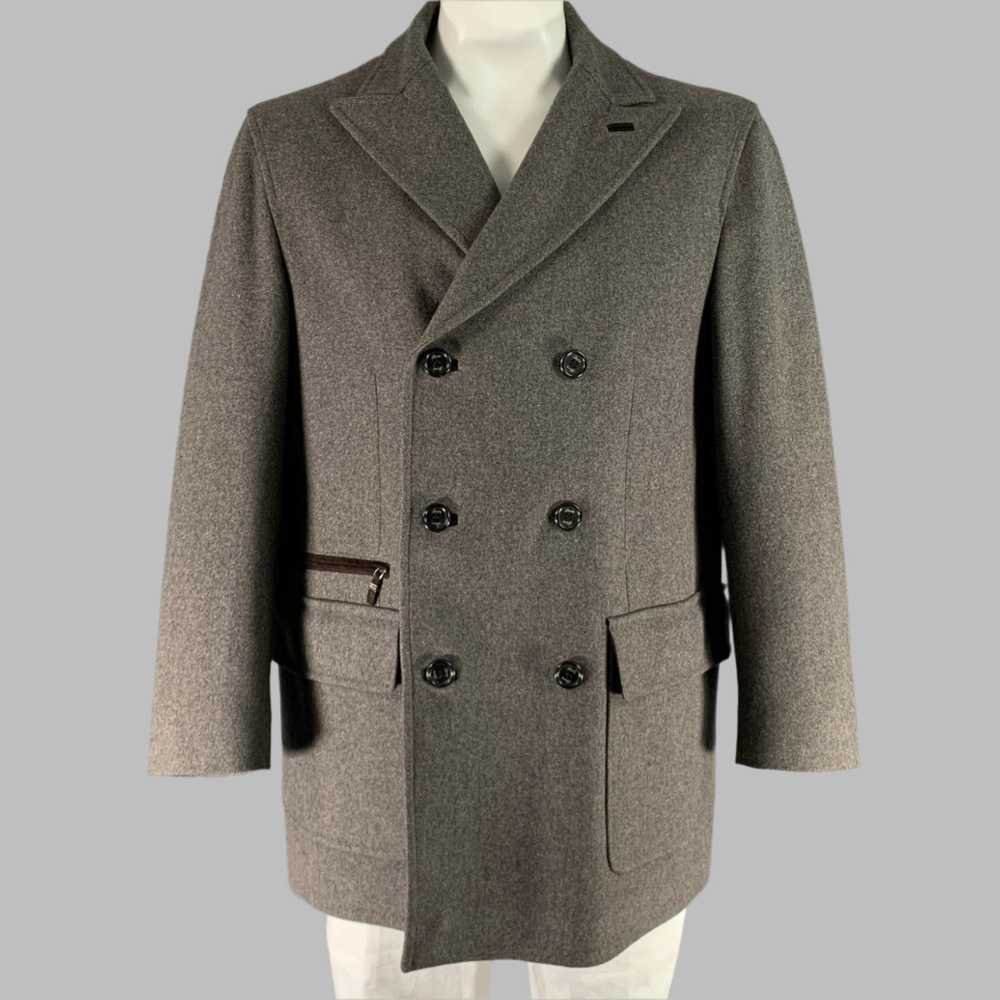 Brioni Grey Wool Double Breasted Coat - image 1