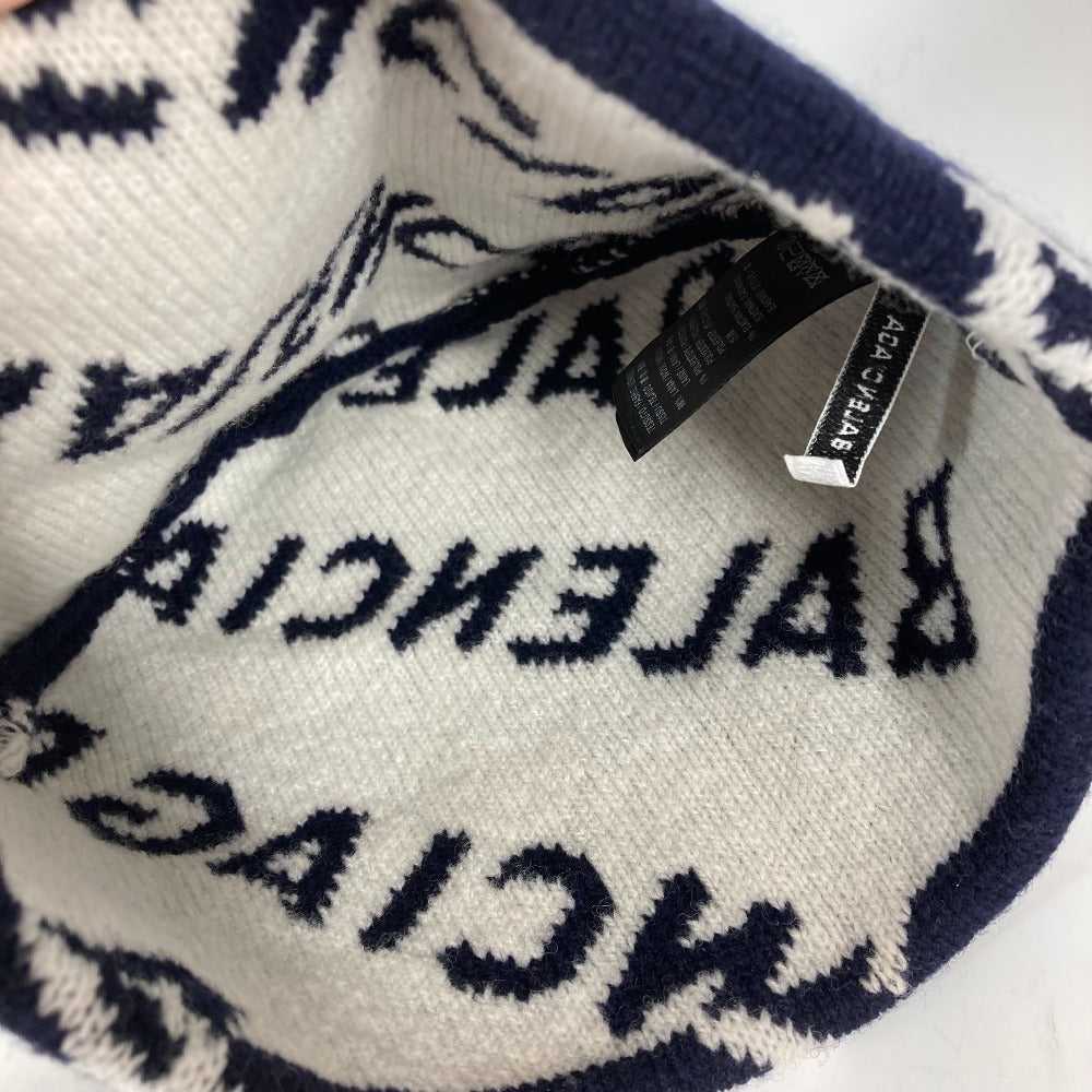 BALENCIAGA Knit hat 633717 wool Navy logo - image 5