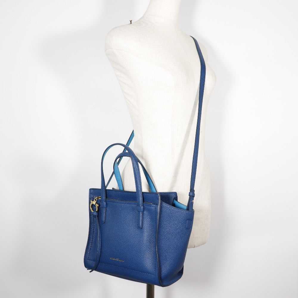 Salvatore Ferragamo Handbag 21 F478 Calfskin Blue… - image 7