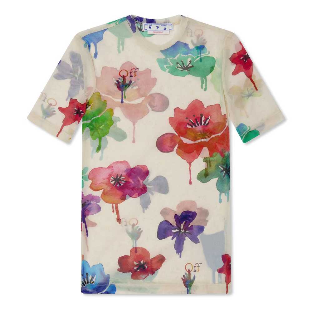 Off-White o1g2r1mq1224 Off Floral Tulle T Shirt i… - image 1