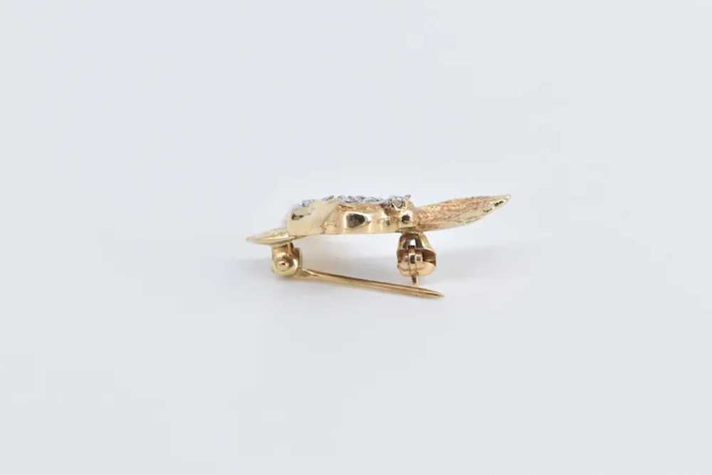 14K Pave Diamond Encrusted Hummingbird Pin/Brooch… - image 2