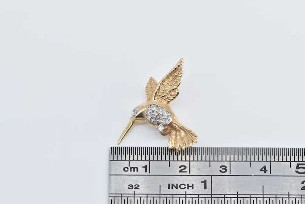 14K Pave Diamond Encrusted Hummingbird Pin/Brooch… - image 4