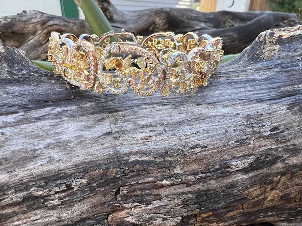 18K Yellow Gold Yellow and White Diamond Flower B… - image 6