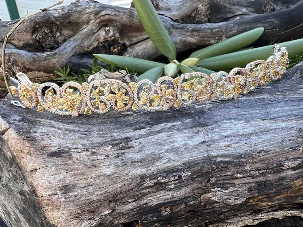 18K Yellow Gold Yellow and White Diamond Flower B… - image 9