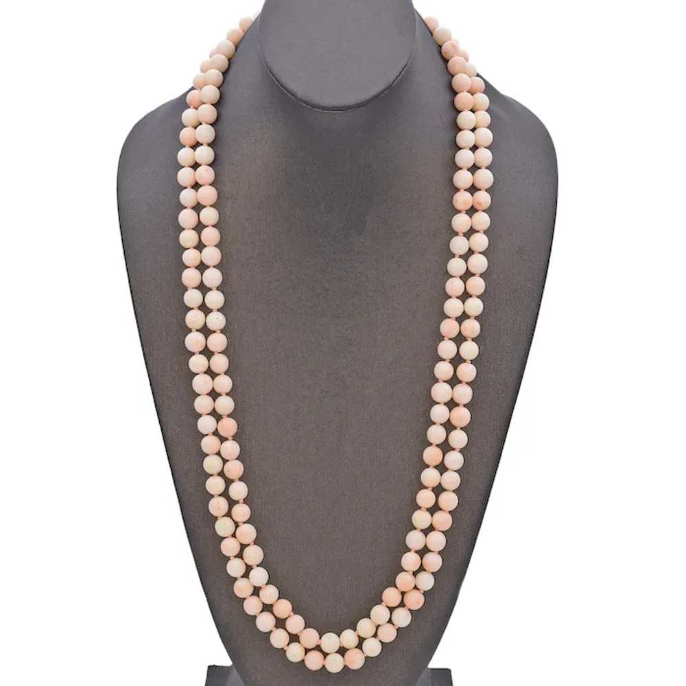 Vintage Angel Skin Coral Bead Double Strand Neckl… - image 5