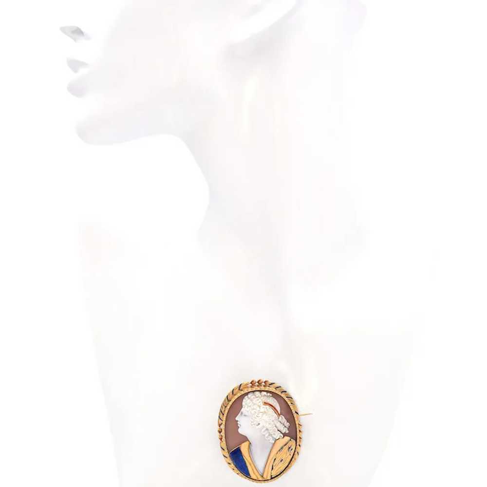 Antique French 16k Yellow Gold Sardonyx Shell Com… - image 6