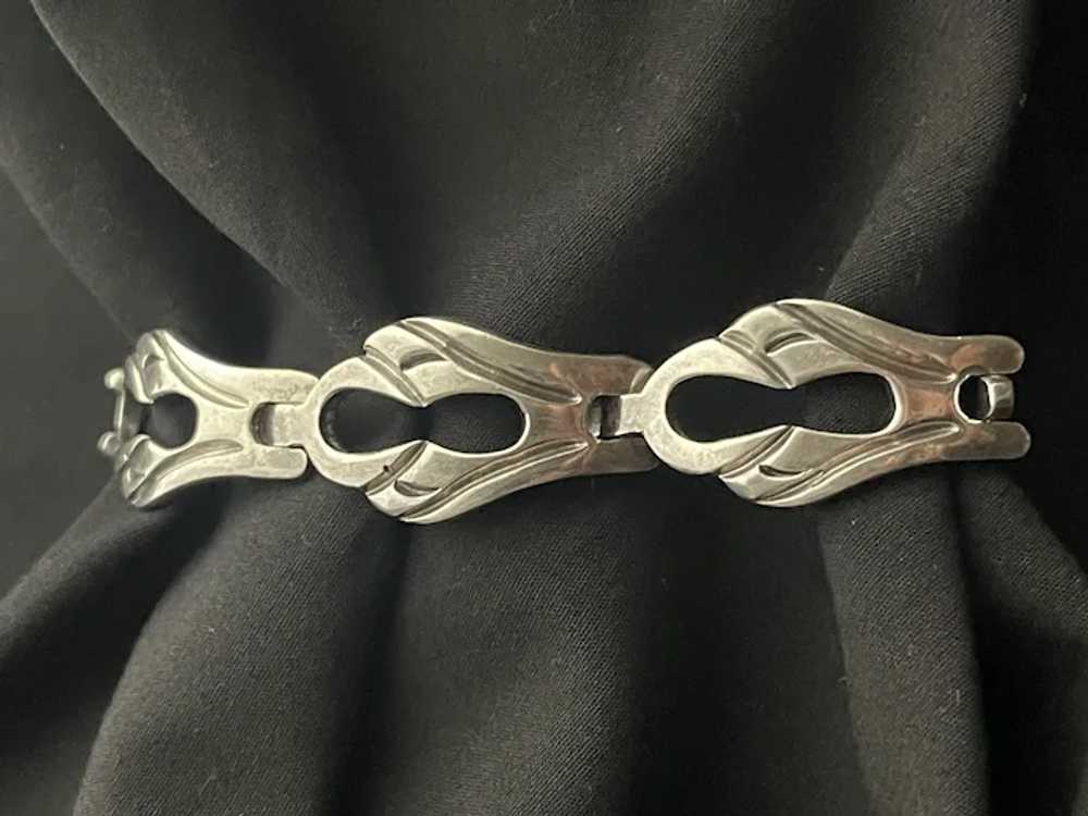 Early Taxco Sterling Silver Panel Bracelet - image 2