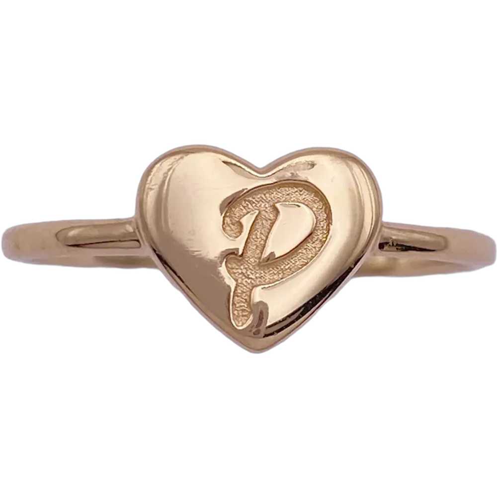 Letter P Monogram Heart Ring 10K Gold - image 1