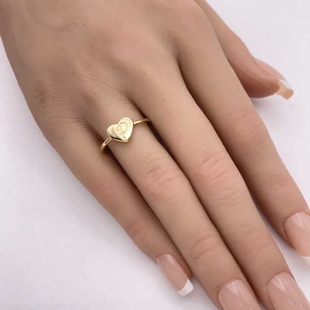 Letter P Monogram Heart Ring 10K Gold - image 2