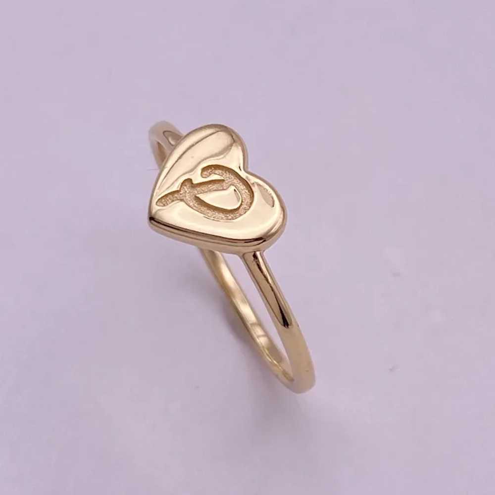 Letter P Monogram Heart Ring 10K Gold - image 3