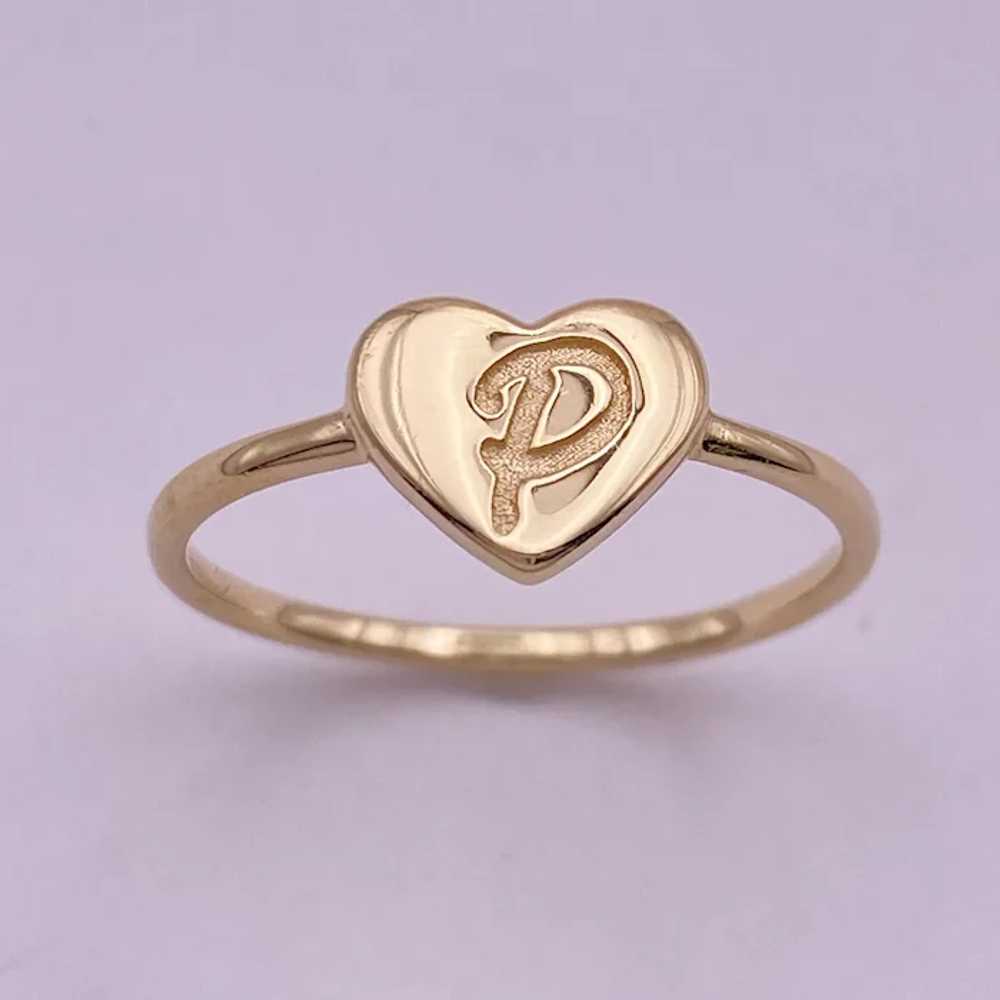 Letter P Monogram Heart Ring 10K Gold - image 4