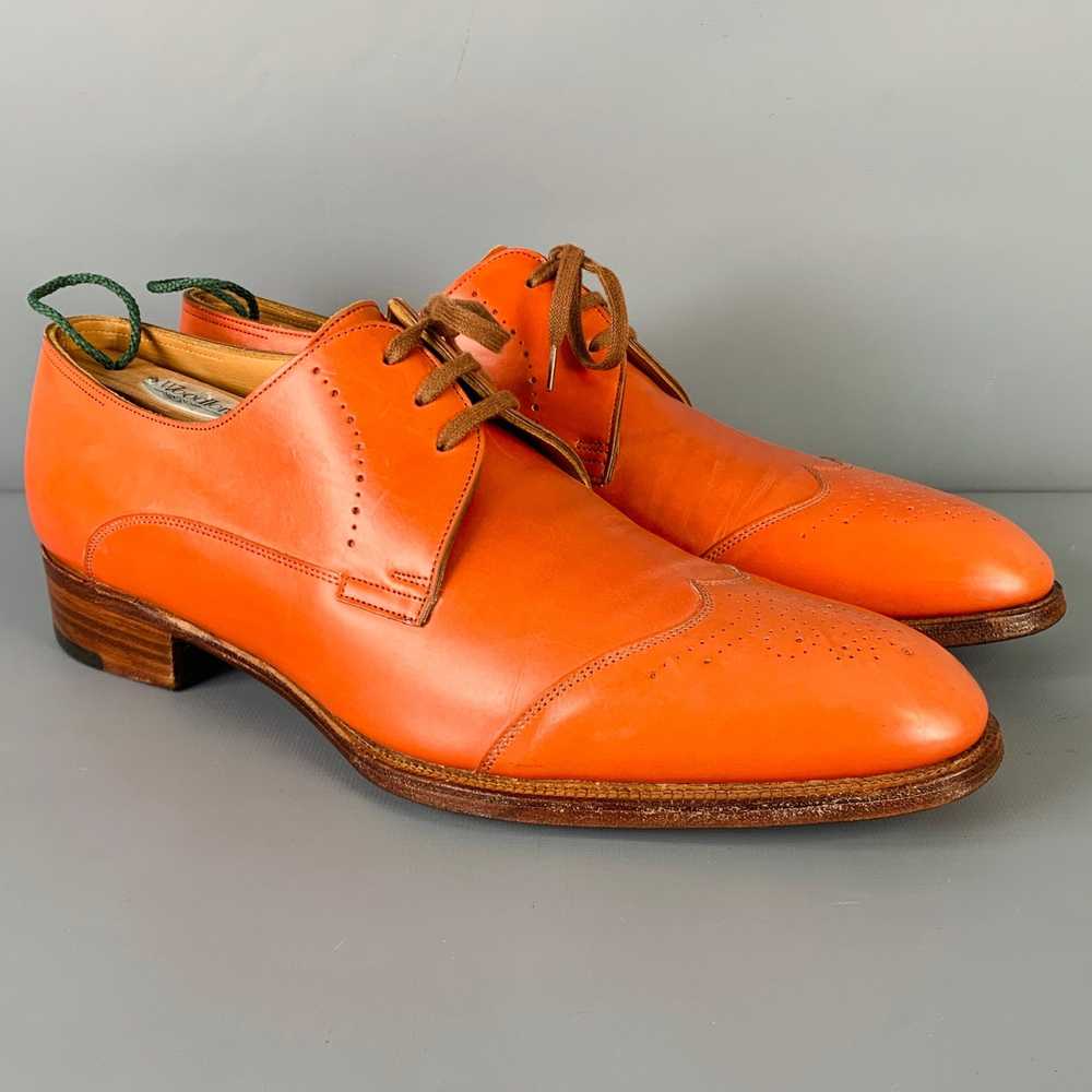 John Lobb JOHN LOBB Orange Perforated Leather Lac… - image 1