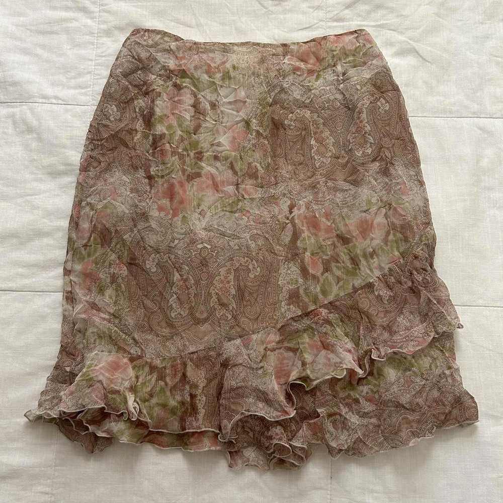 Designer Vintage Silk Pink And Tan Paisley Floral… - image 1