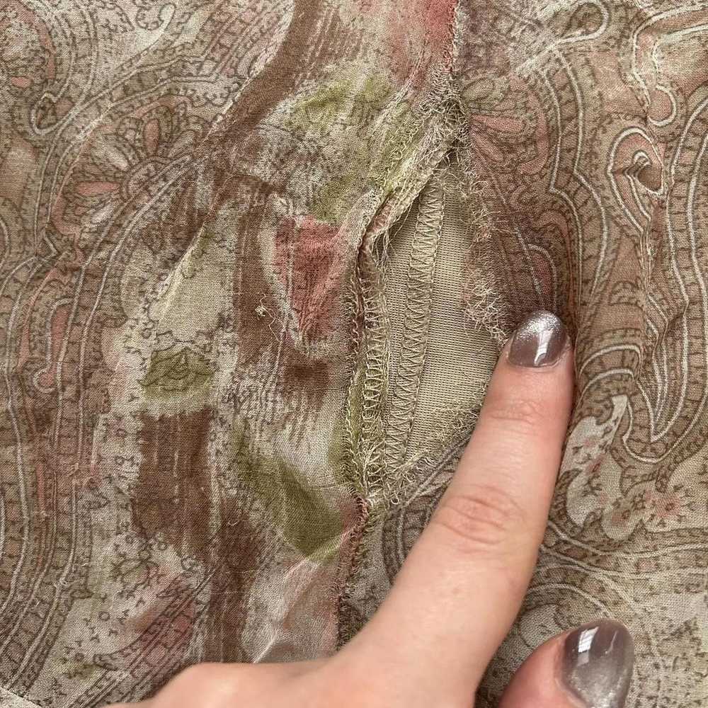 Designer Vintage Silk Pink And Tan Paisley Floral… - image 7