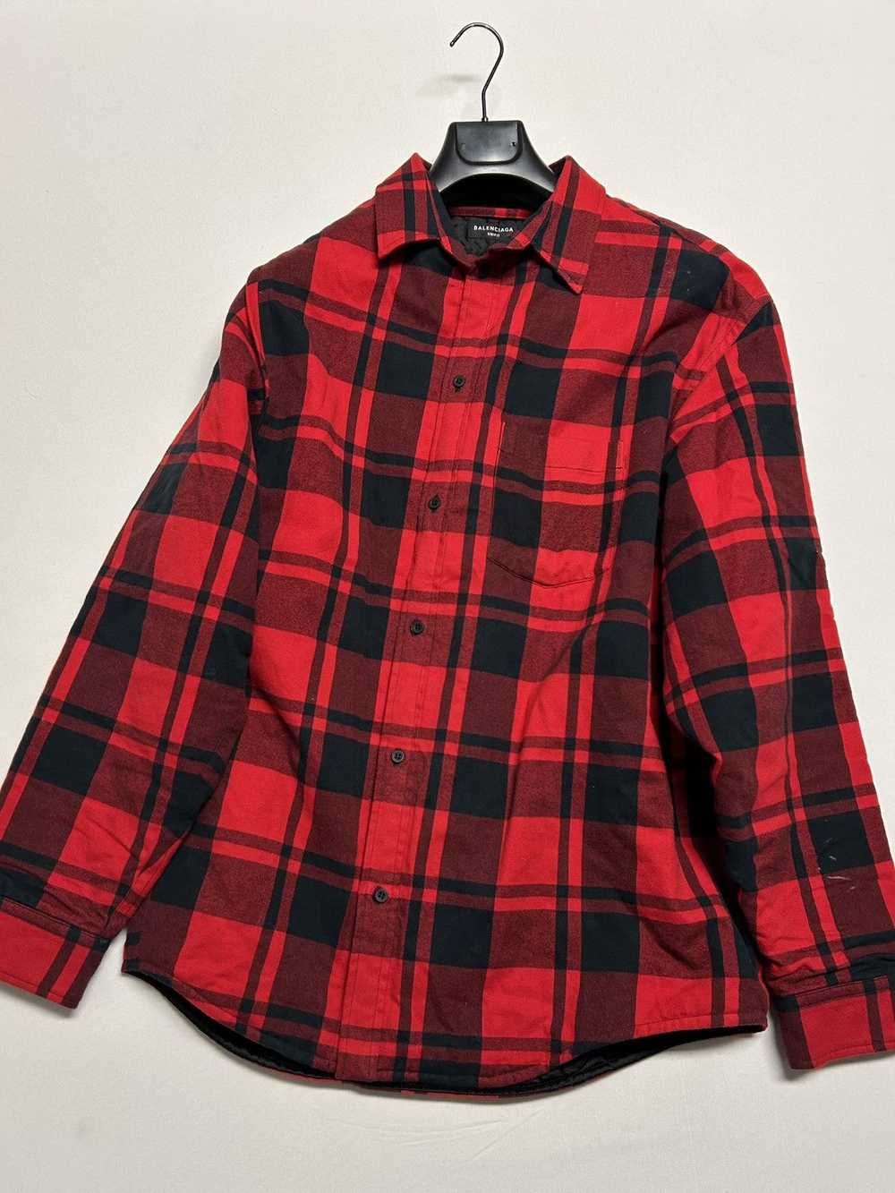 Balenciaga 2021 quilted padded flannel plaid red - image 3