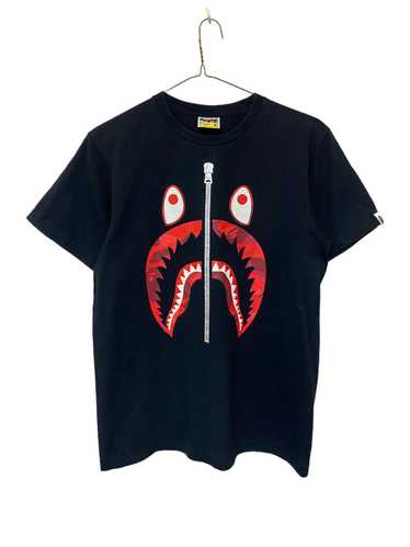 Bape Bape Shark Red Camo T Shirt in Black