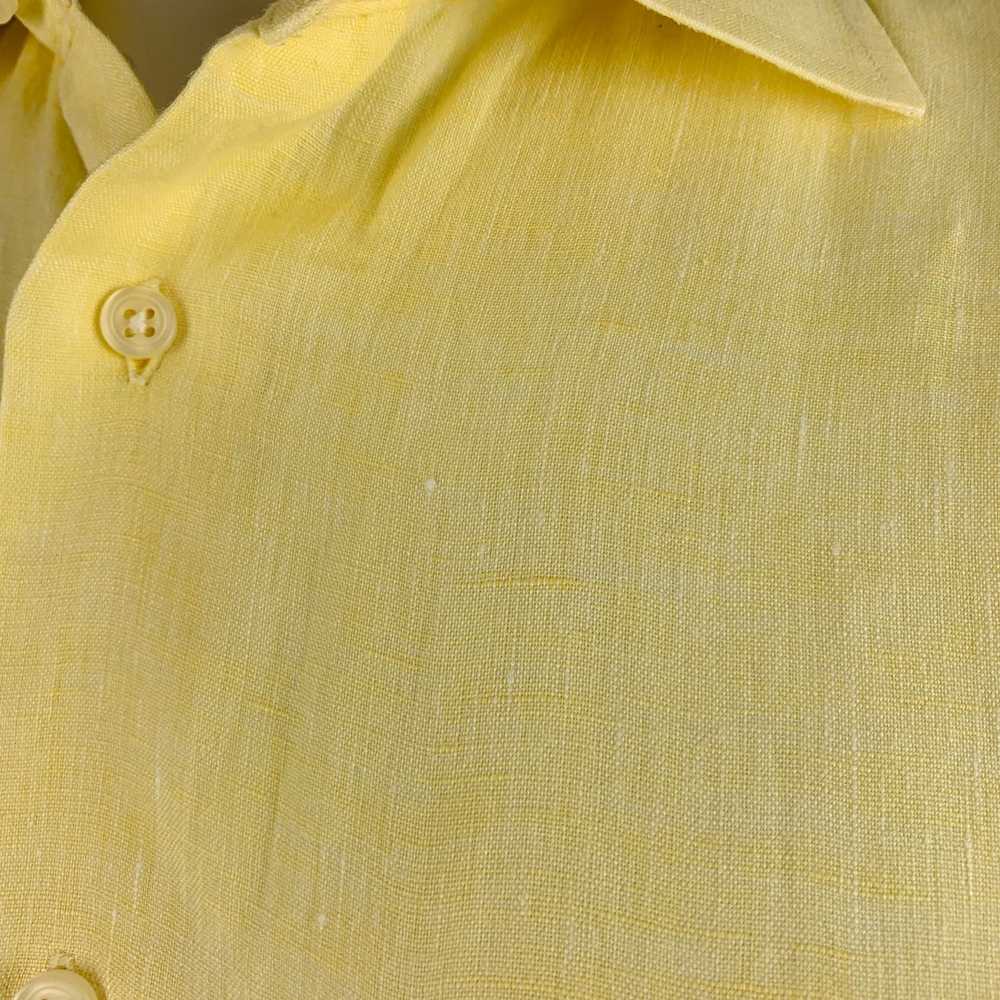 Designer SAKS FIFTH AVENUE Size L Yellow Linen Bu… - image 4