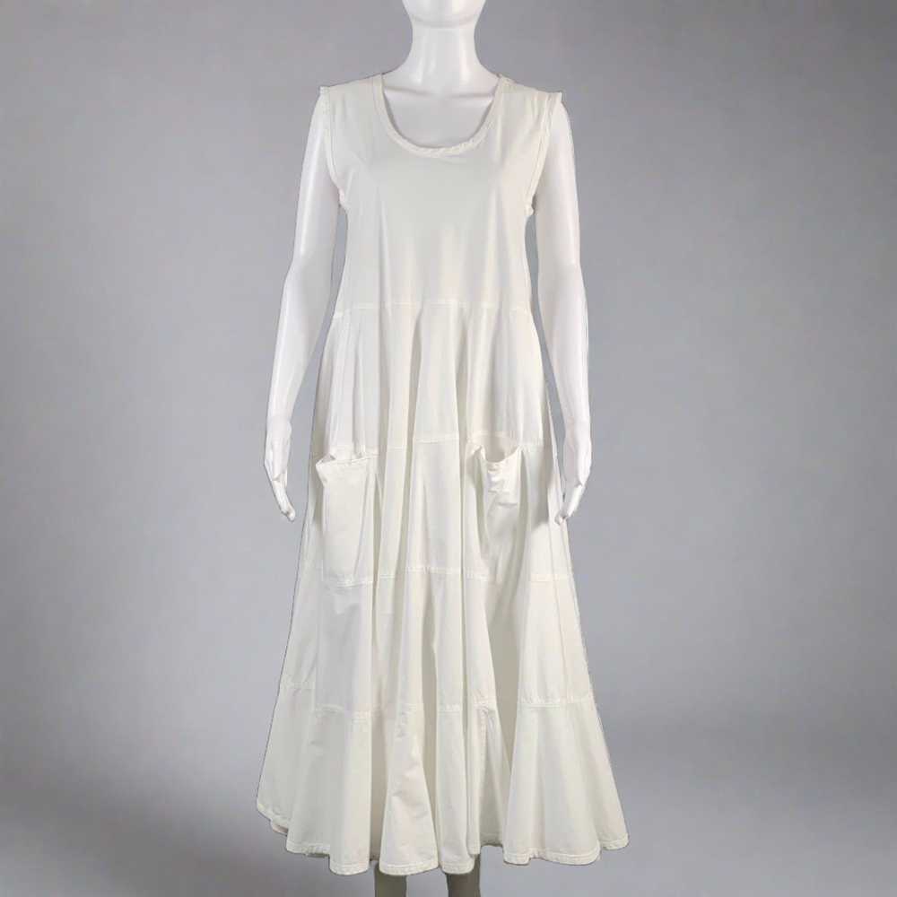 Designer E'NA CINQUE White Cotton Sleeveless idi … - image 1