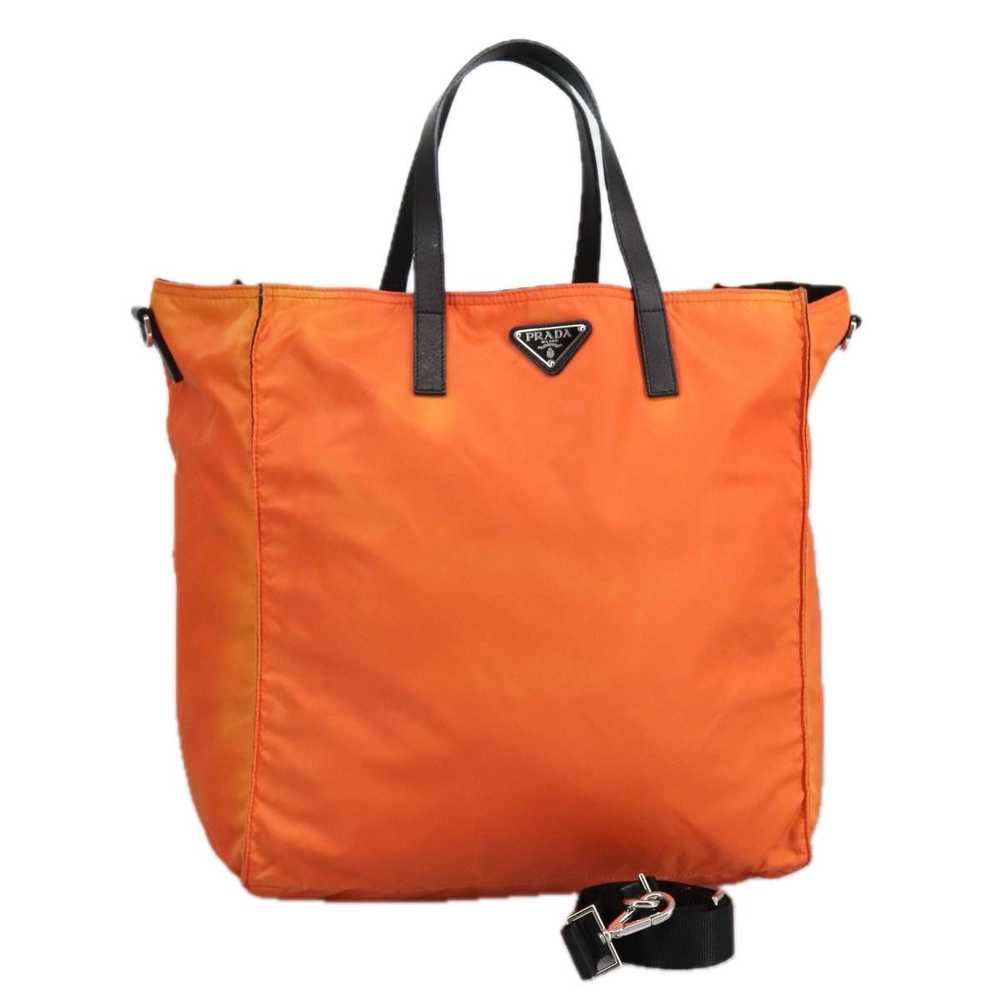 Prada Triangle Logo Orange Synthetic Tote Bag (Pr… - image 1