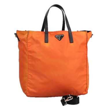 Prada Triangle Logo Orange Synthetic Tote Bag (Pr… - image 1