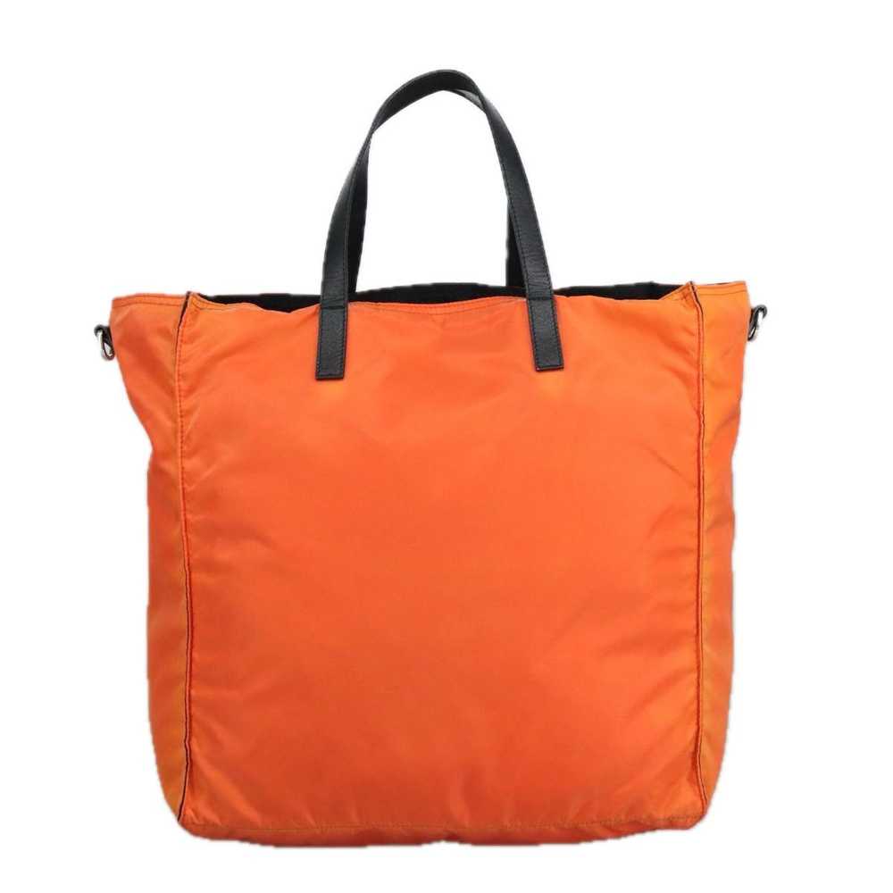 Prada Triangle Logo Orange Synthetic Tote Bag (Pr… - image 3