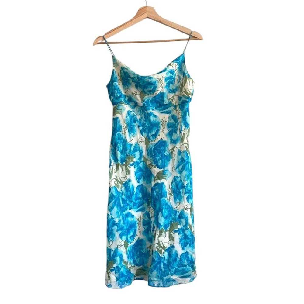 Ann Taylor ANN TAYLOR PETITES BLUE FLORAL Y2K DRE… - image 1