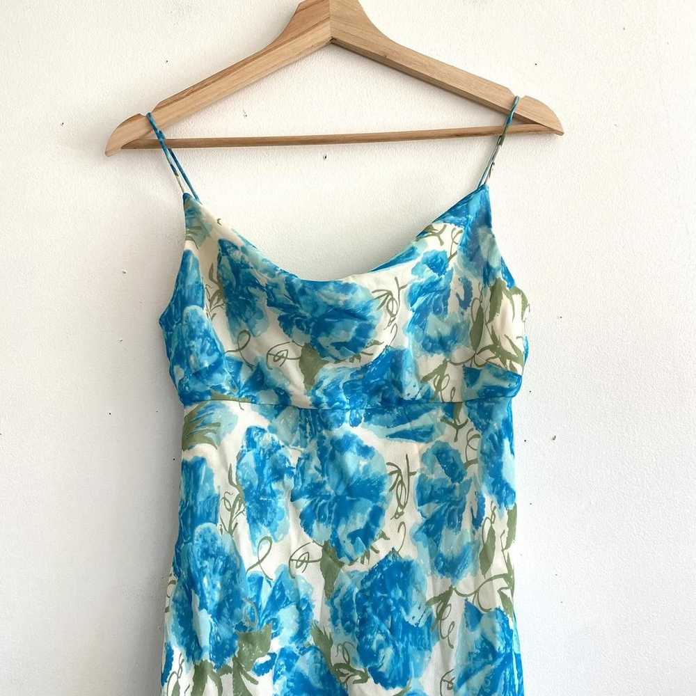 Ann Taylor ANN TAYLOR PETITES BLUE FLORAL Y2K DRE… - image 3