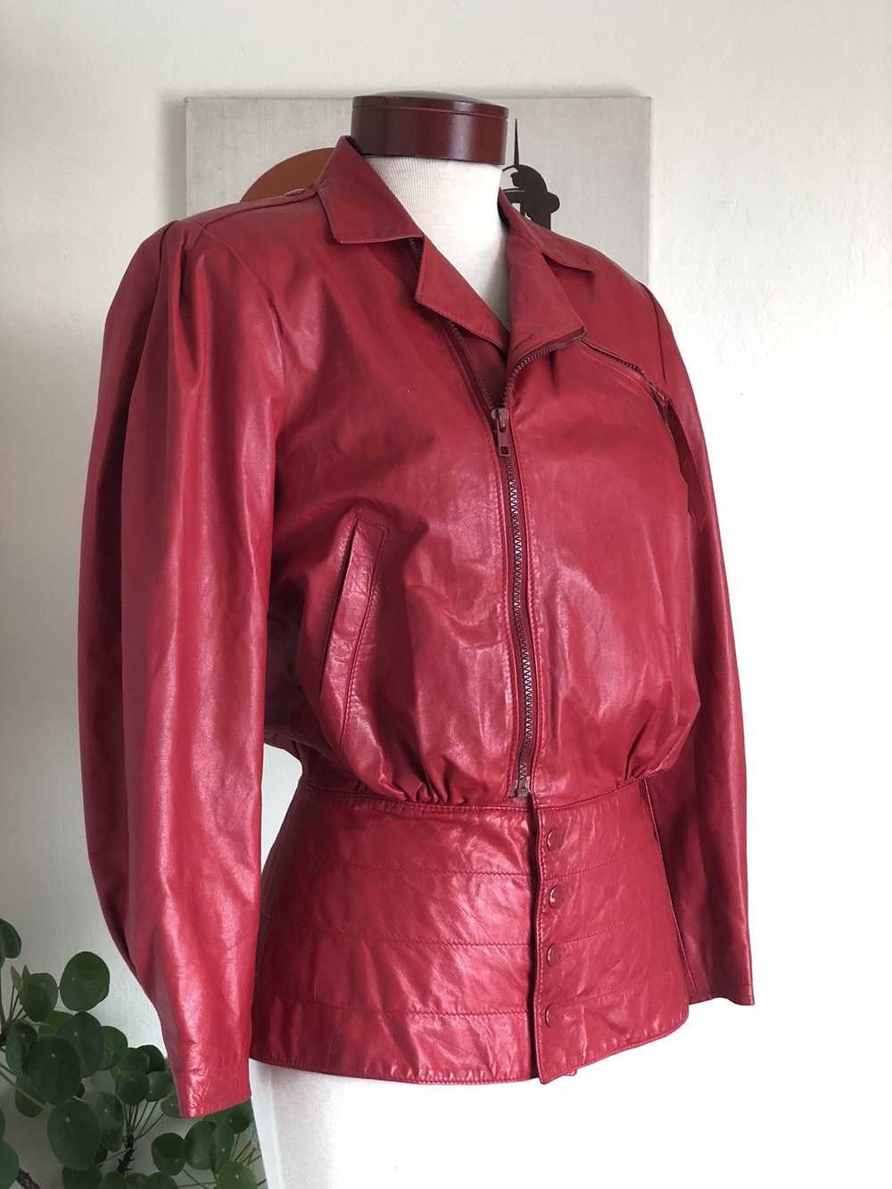 Vintage Vintage red leather jacket 80s New York d… - image 1