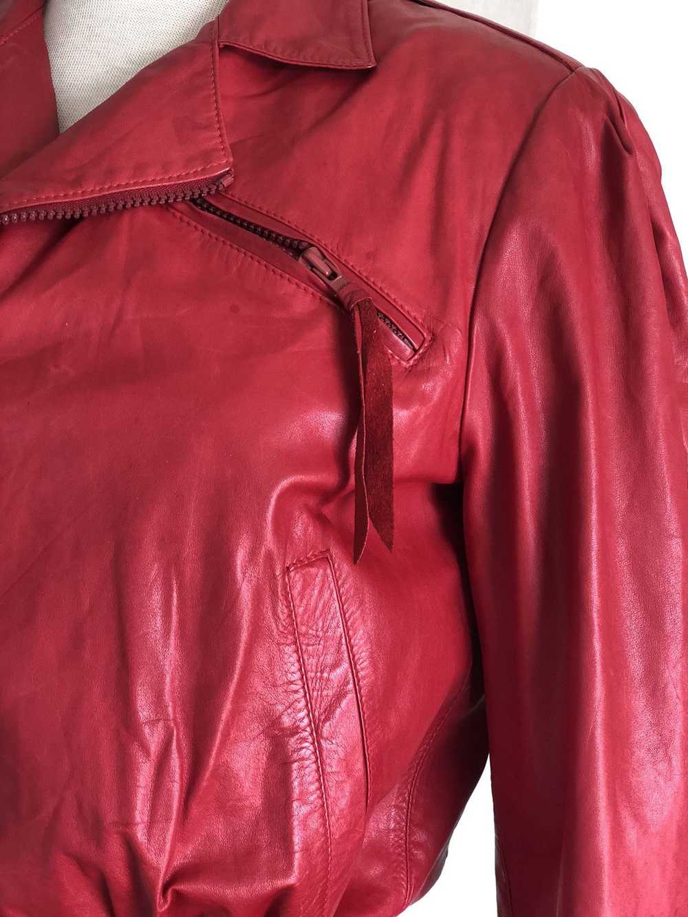 Vintage Vintage red leather jacket 80s New York d… - image 2