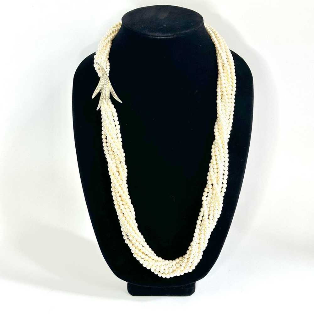 Brand Vintage 80’s Faux Pearl Torsade Necklace Rh… - image 1