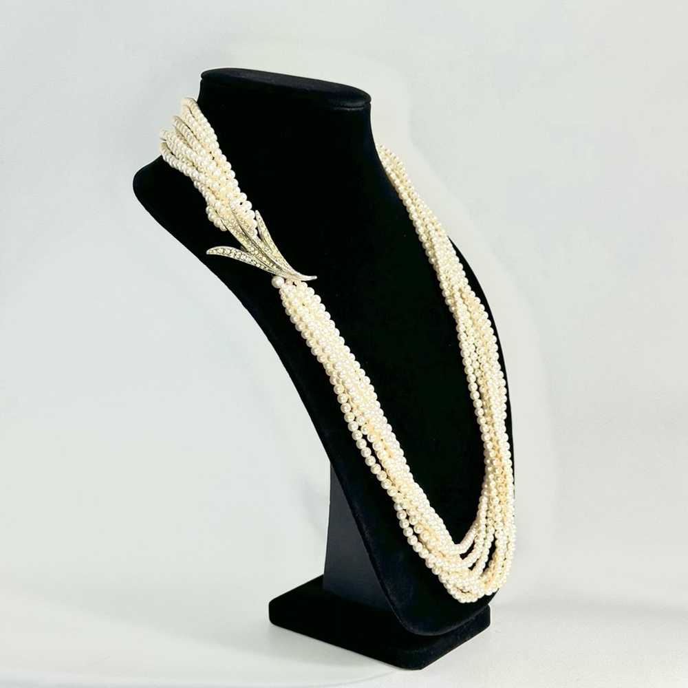 Brand Vintage 80’s Faux Pearl Torsade Necklace Rh… - image 2