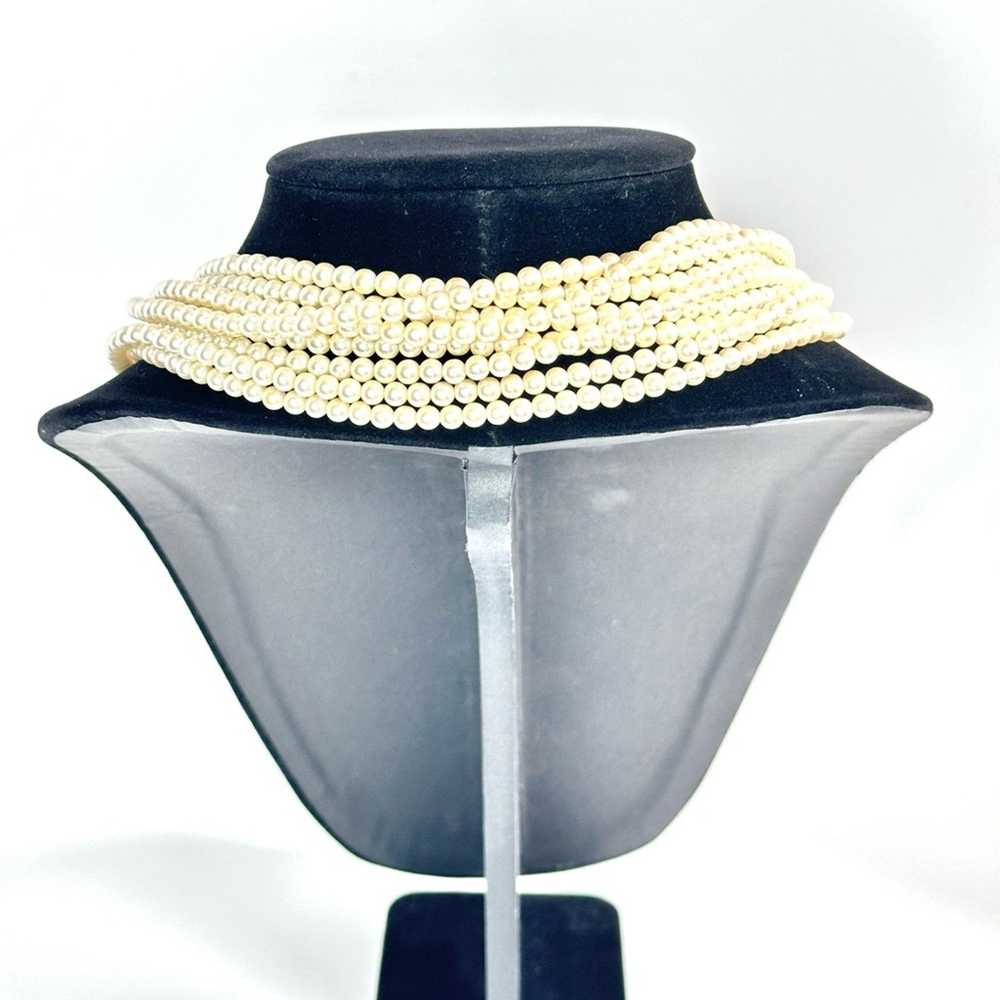 Brand Vintage 80’s Faux Pearl Torsade Necklace Rh… - image 3