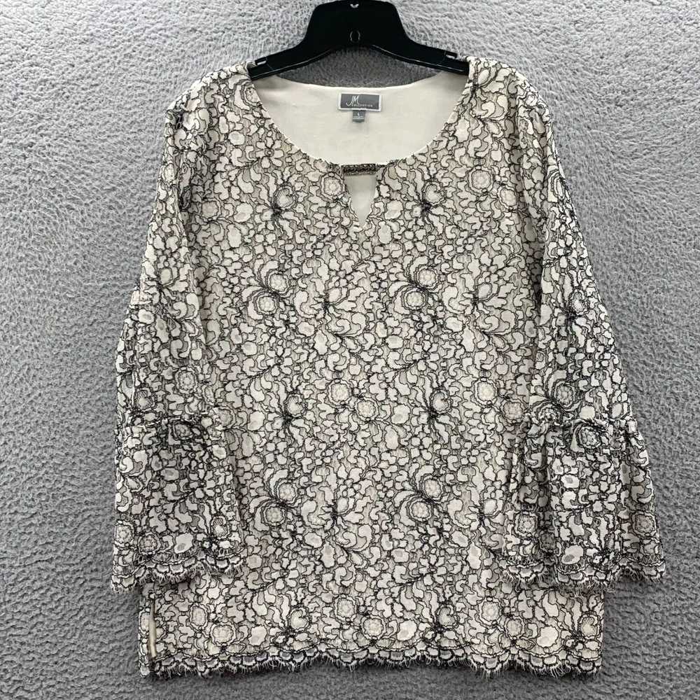 JM Collection Beautiful White Lace Long Sleeve To… - image 1