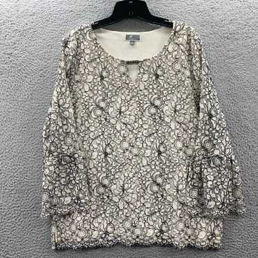 JM Collection Beautiful White Lace Long Sleeve To… - image 1