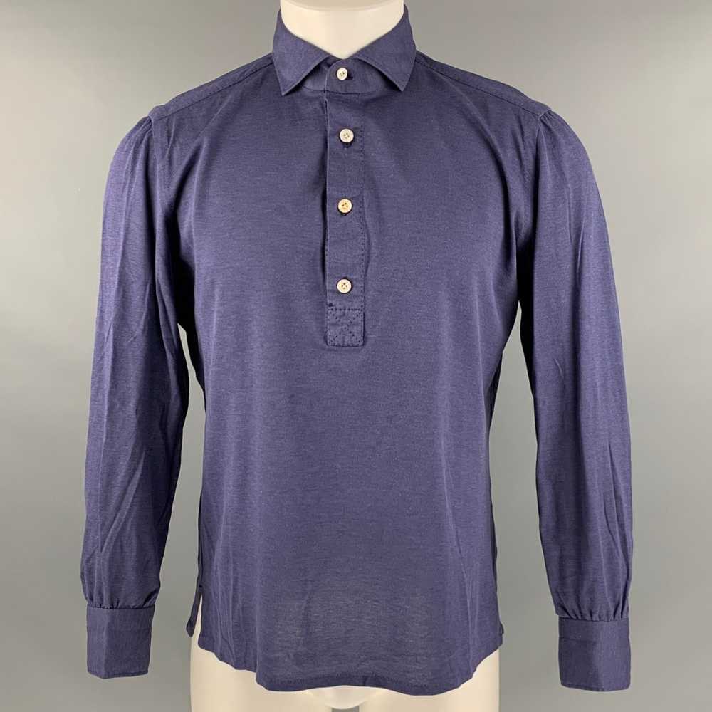 Designer FIORENZO Navy olid Cotton Long leeve Polo - image 1