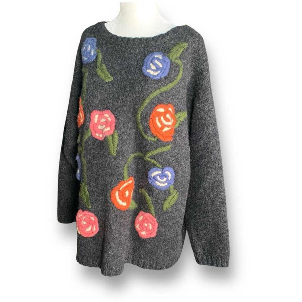 Esprit Vintage Esprit Gray Wool Floral Embroidere… - image 10