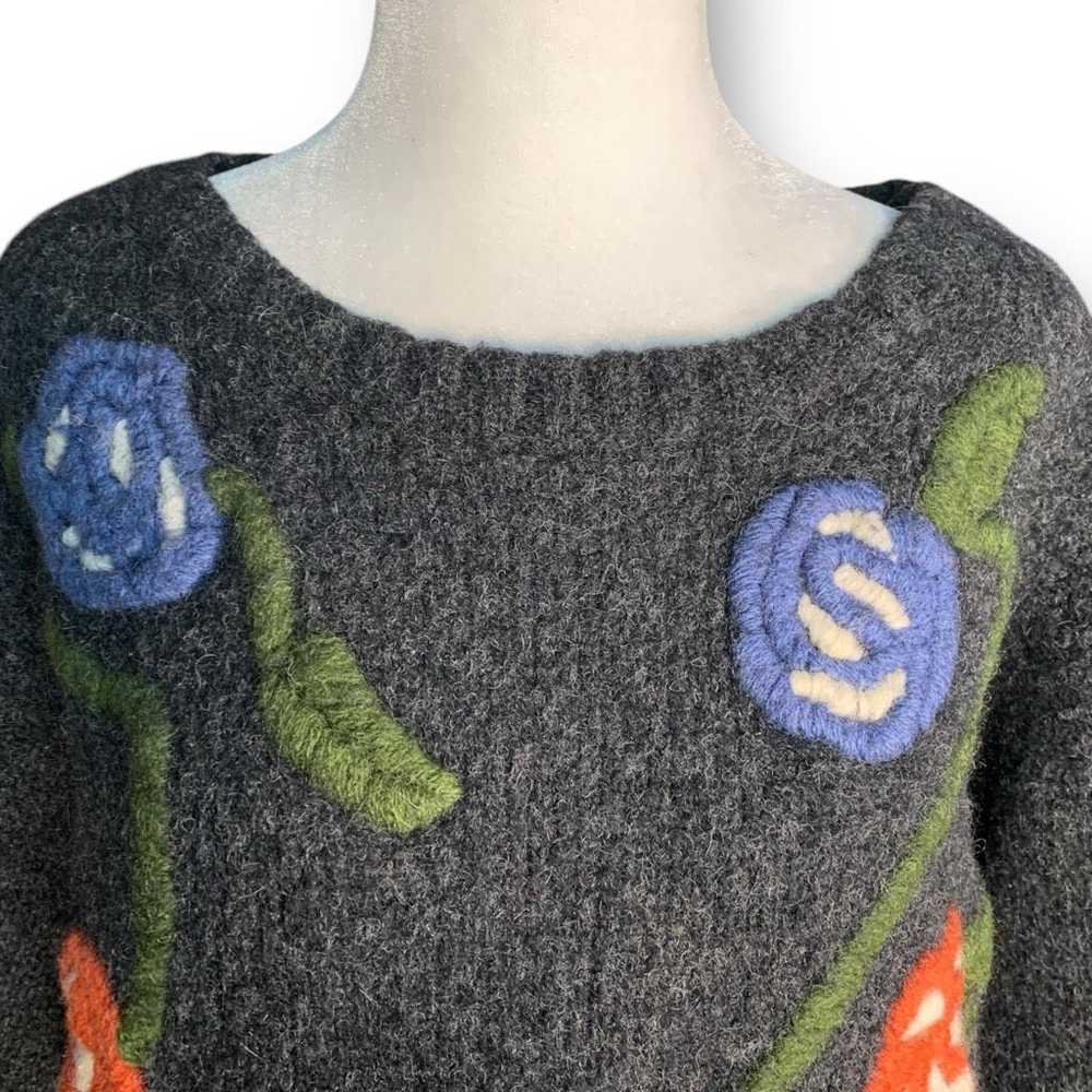 Esprit Vintage Esprit Gray Wool Floral Embroidere… - image 3