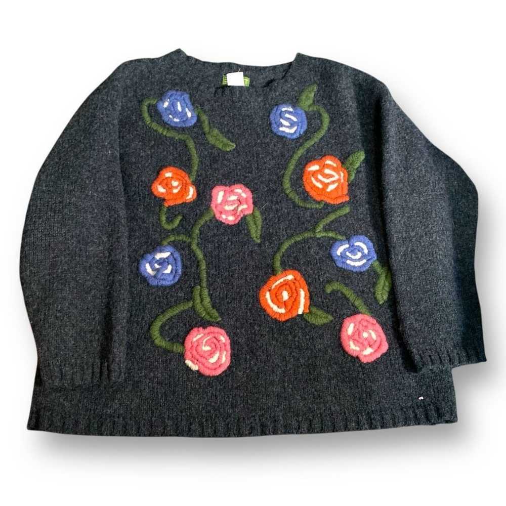 Esprit Vintage Esprit Gray Wool Floral Embroidere… - image 4